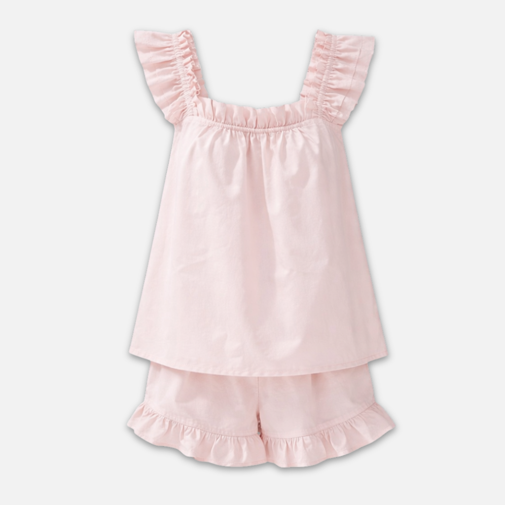 Women’s Ruffled Strap Lounge Set with Matching Shorts
