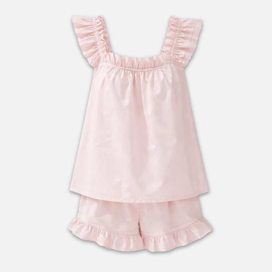 Women’s Ruffled Strap Lounge Set with Matching Shorts