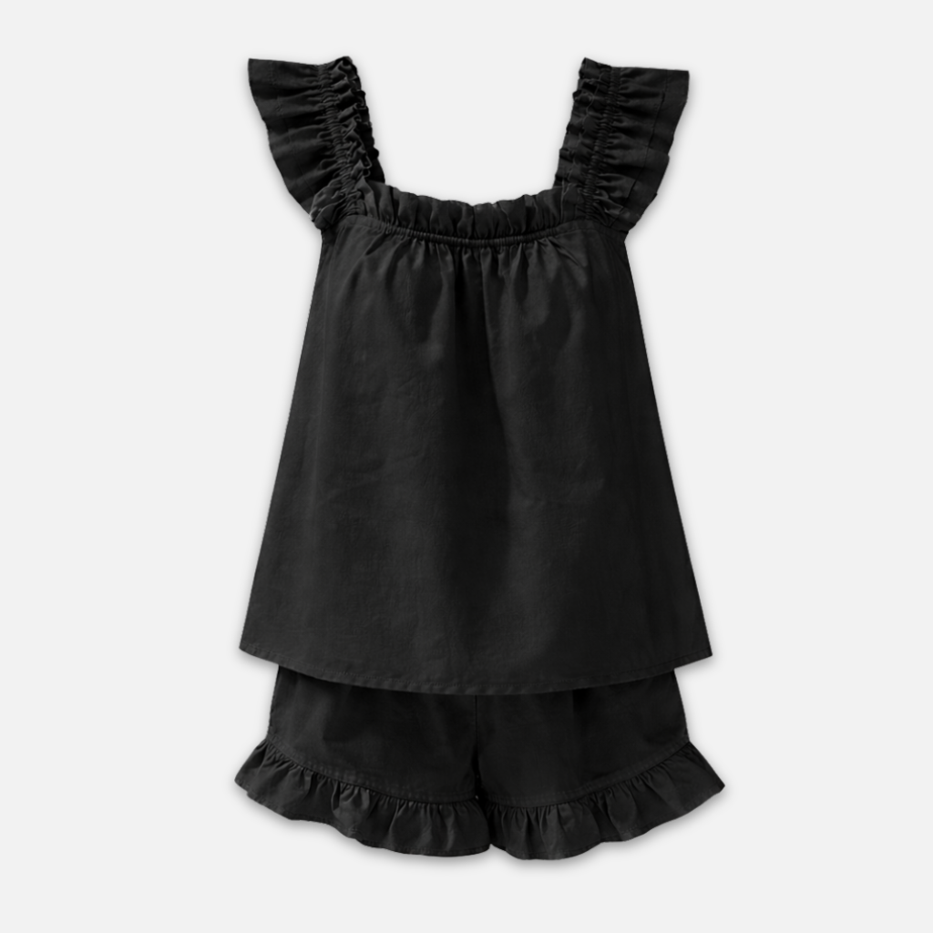 Women’s Ruffled Strap Lounge Set with Matching Shorts