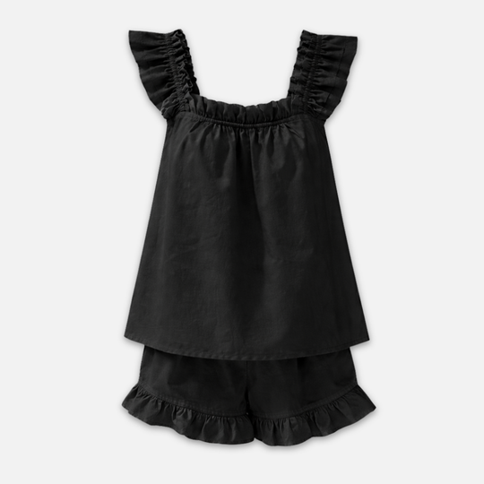 Women’s Ruffled Strap Lounge Set with Matching Shorts