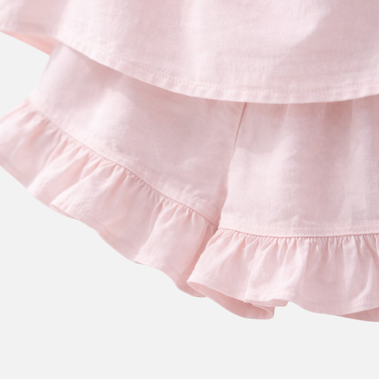 Women’s Ruffled Strap Lounge Set with Matching Shorts
