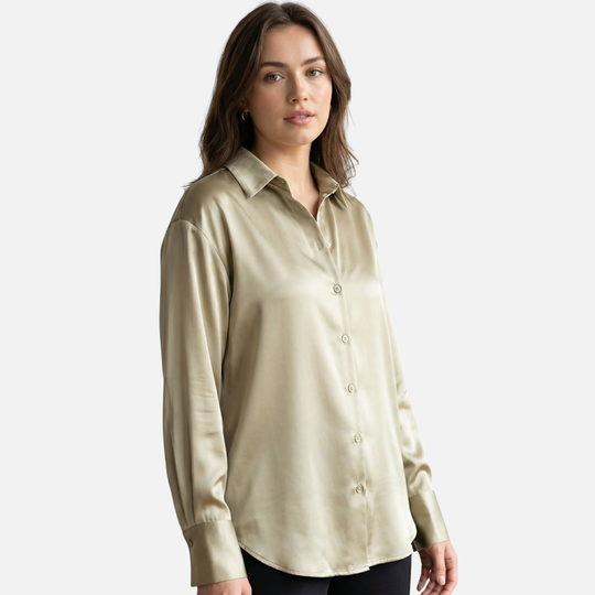 Women’s Satin Finish Blouse with Long Sleeves