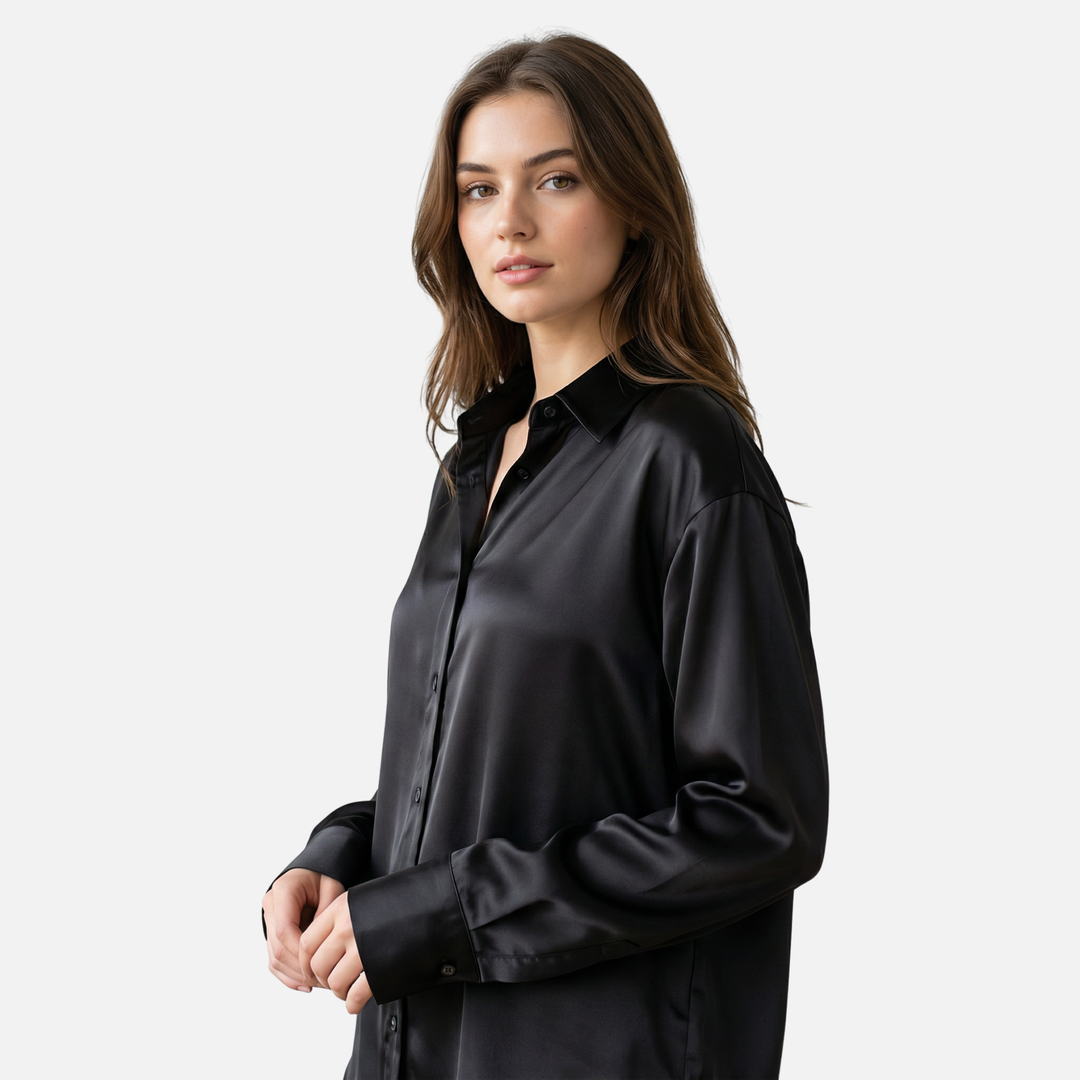 Women’s Satin Finish Blouse with Long Sleeves