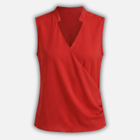 Women’s Sleeveless Wrap-Front Top with V-Neckline