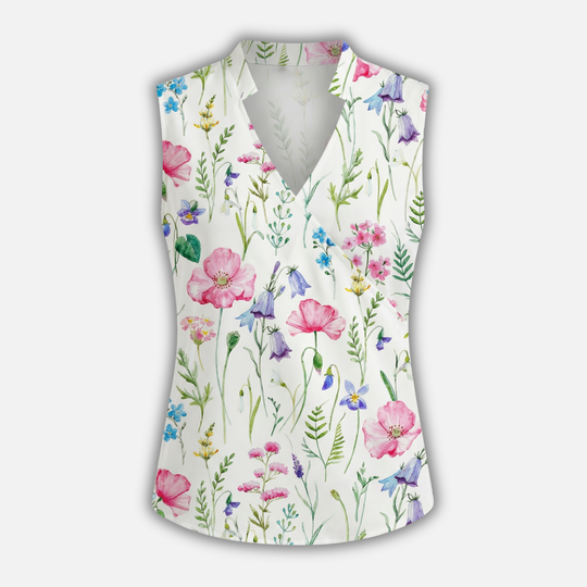 Women’s Sleeveless Wrap-Front Top with V-Neckline