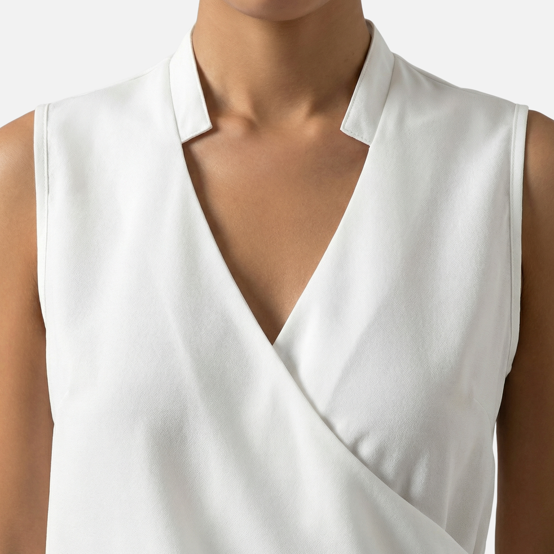 Women’s Sleeveless Wrap-Front Top with V-Neckline