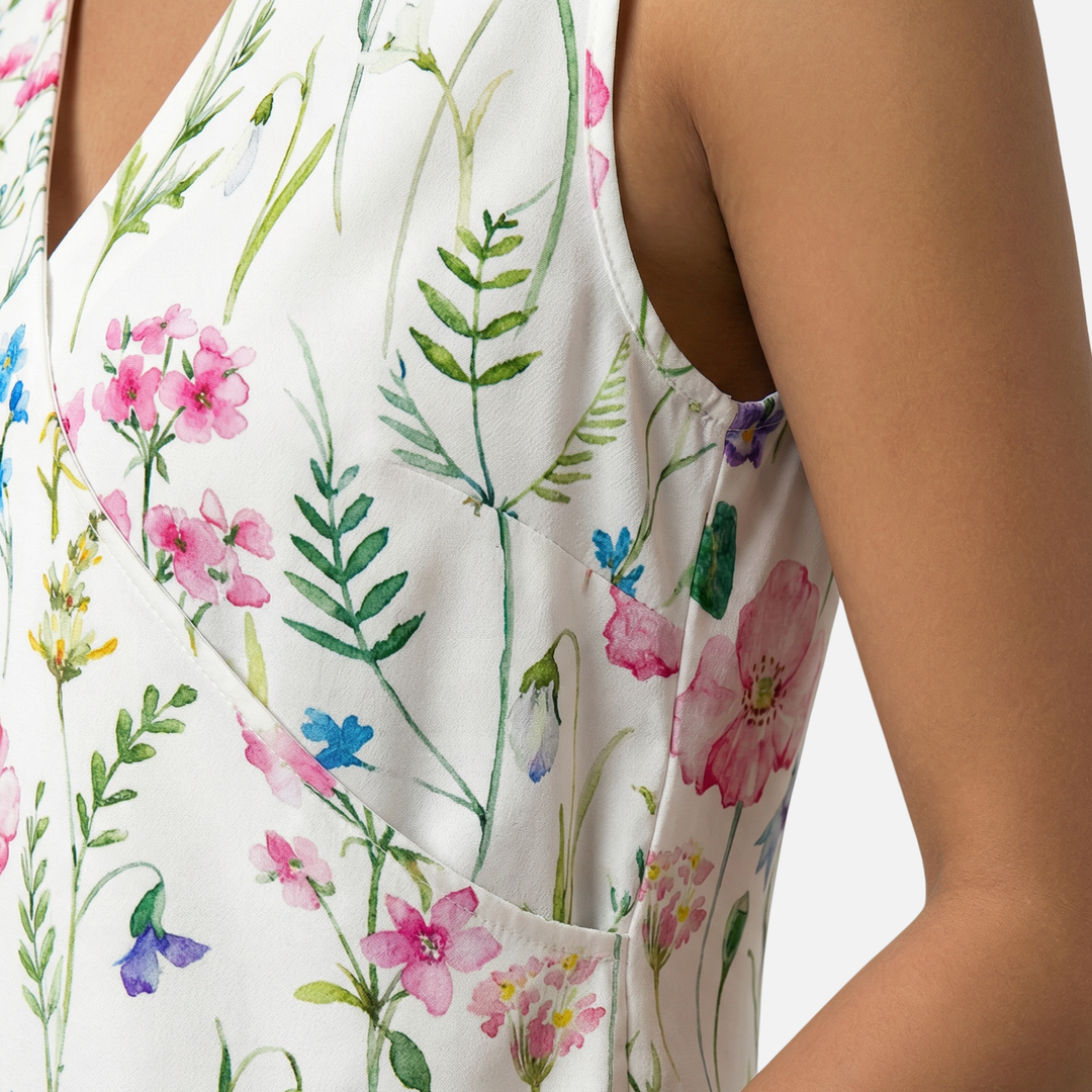 Women’s Sleeveless Wrap-Front Top with V-Neckline