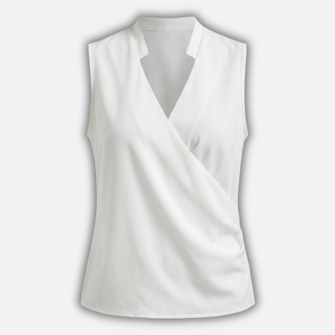 Women’s Sleeveless Wrap-Front Top with V-Neckline