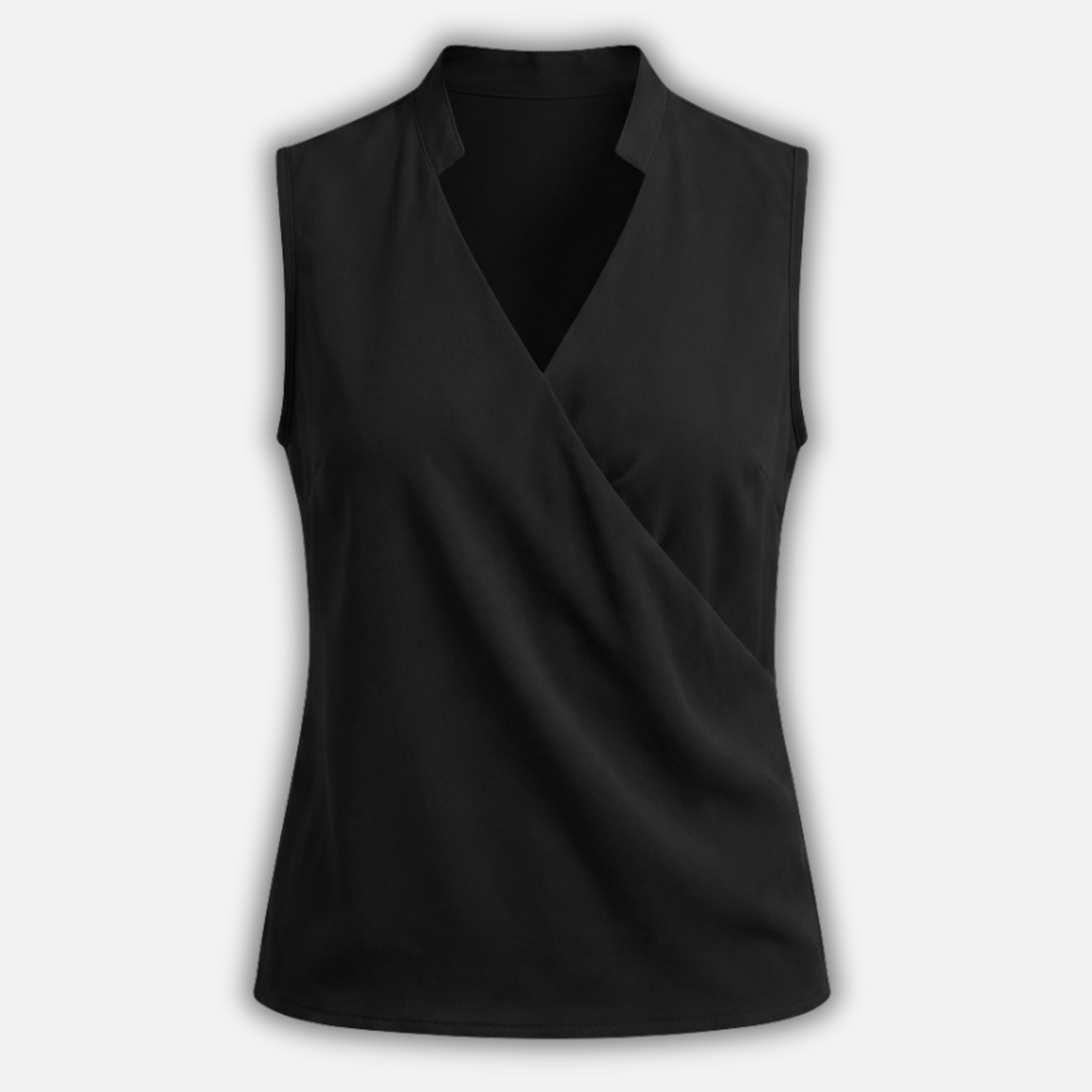 Women’s Sleeveless Wrap-Front Top with V-Neckline