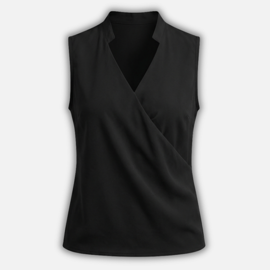 Women’s Sleeveless Wrap-Front Top with V-Neckline