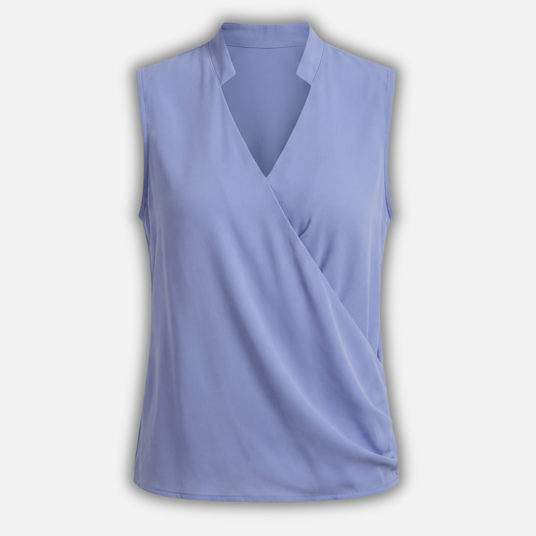 Women’s Sleeveless Wrap-Front Top with V-Neckline