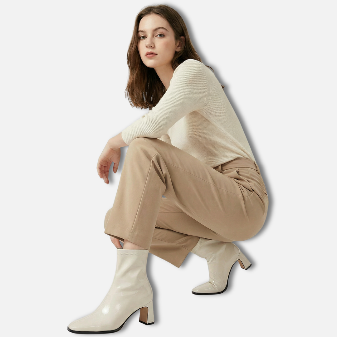 Women’s Square-Toe Ankle Boots with Side Zipper