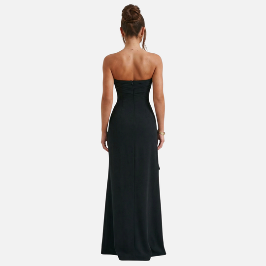Women’s Twisted Strapless Maxi Dress with Draped Detail