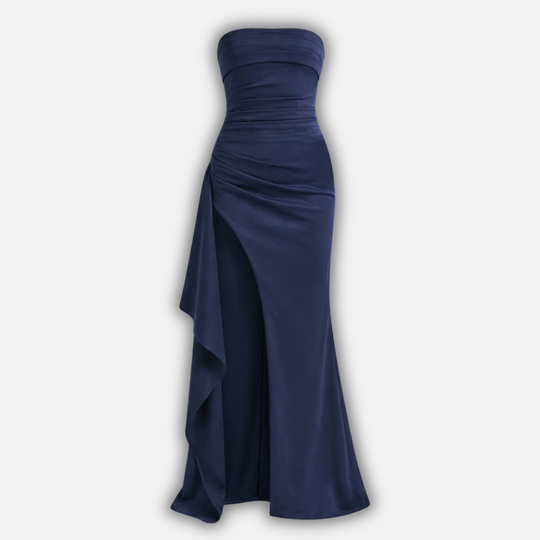 Women’s Twisted Strapless Maxi Dress with Draped Detail