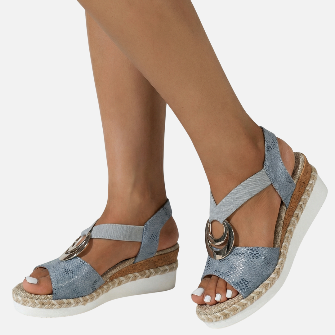 Women’s Wedge Sandals with Metallic Accent