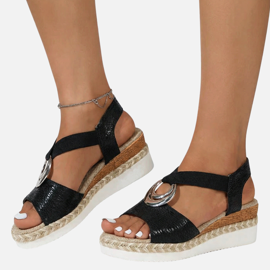 Women’s Wedge Sandals with Metallic Accent