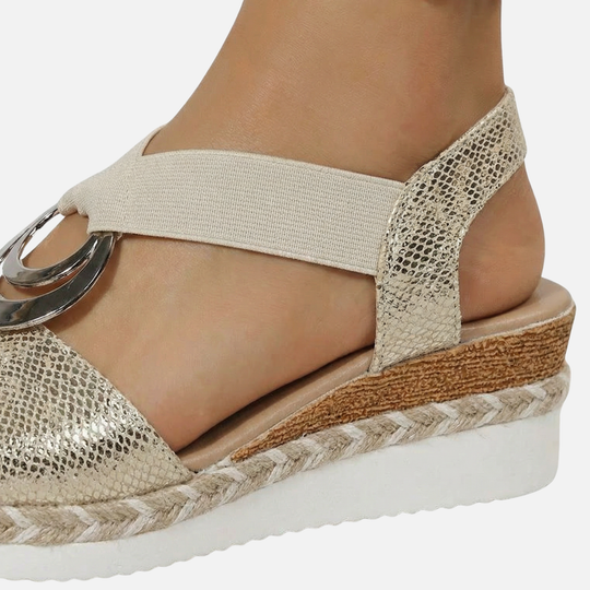 Women’s Wedge Sandals with Metallic Accent