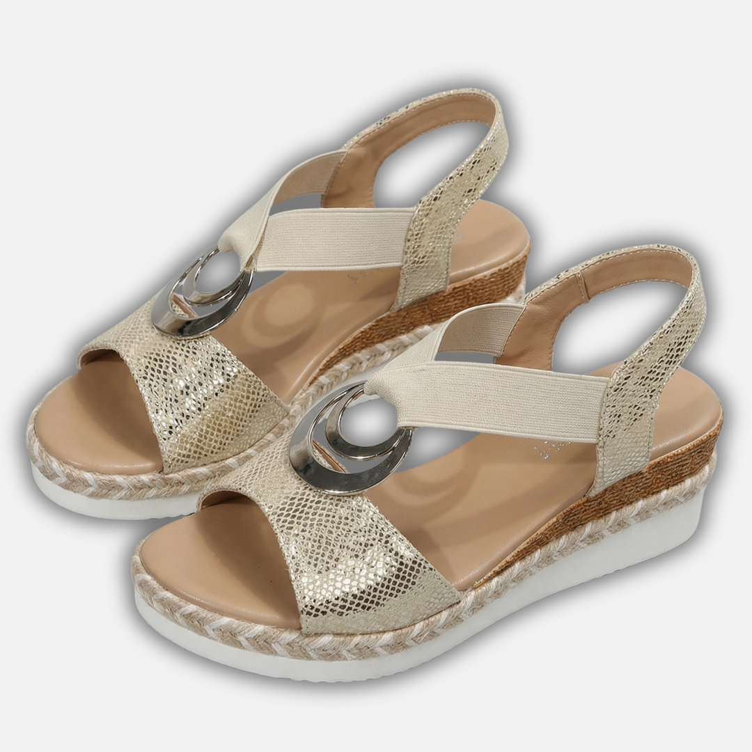 Women’s Wedge Sandals with Metallic Accent
