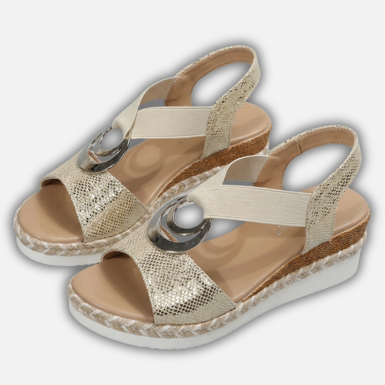 Women’s Wedge Sandals with Metallic Accent