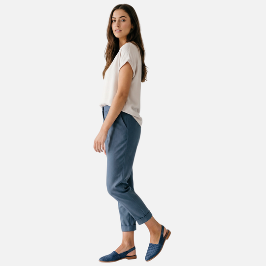 Women’s Woven Slingback Flats with Buckle Strap