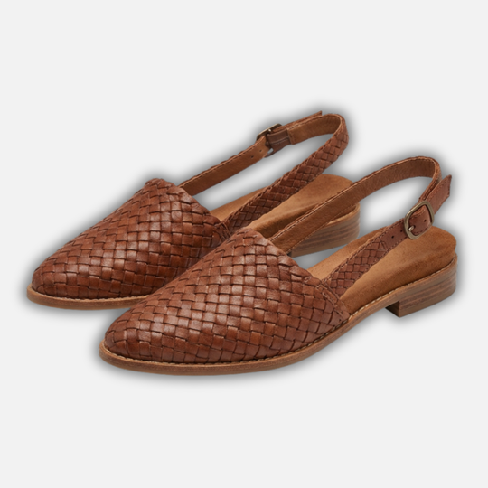Women’s Woven Slingback Flats with Buckle Strap
