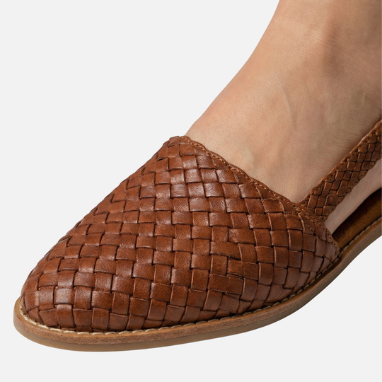 Women’s Woven Slingback Flats with Buckle Strap