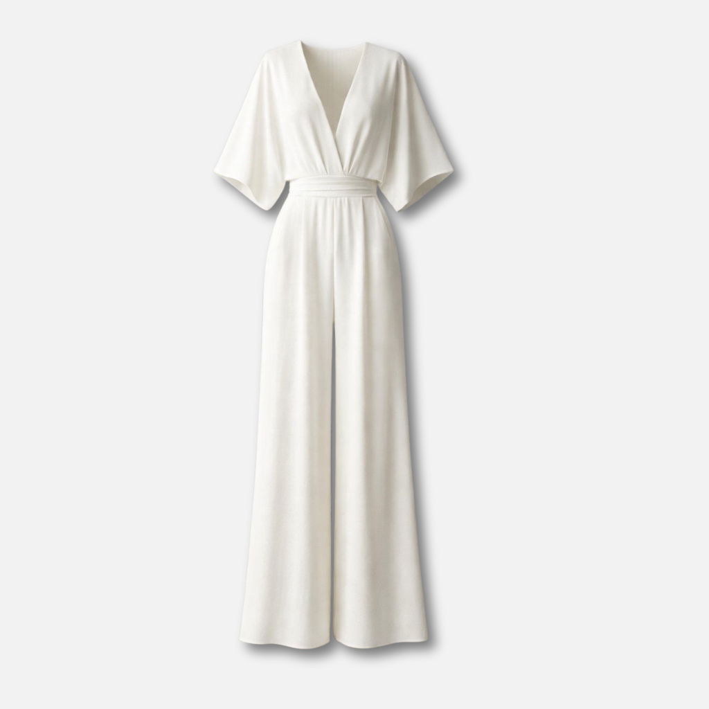 Women’s Wide-Leg Jumpsuit with Draped Sleeves