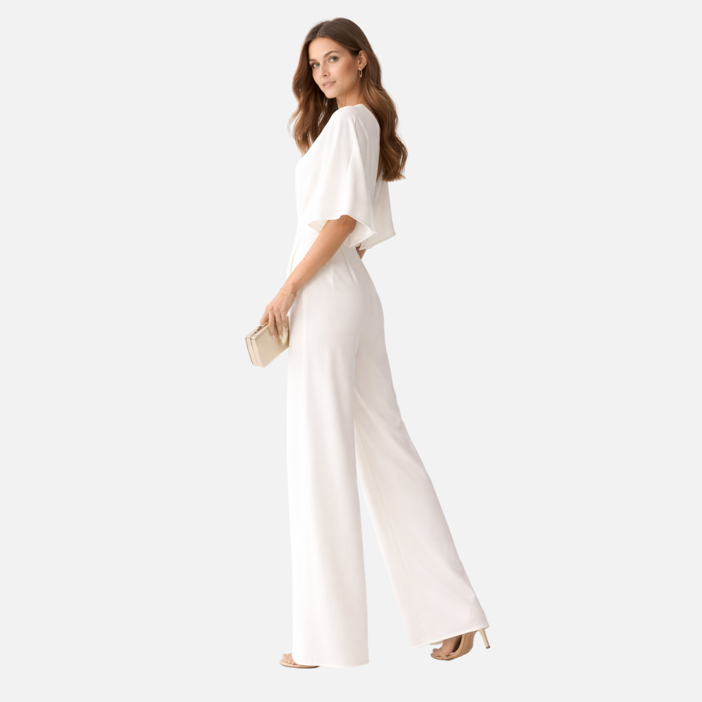 Women’s Wide-Leg Jumpsuit with Draped Sleeves