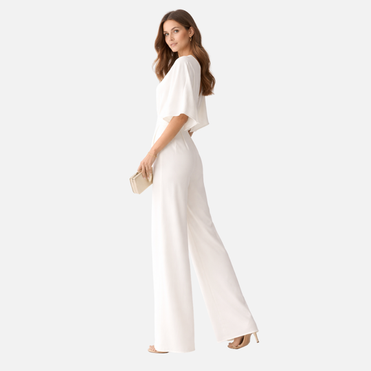 Women’s Wide-Leg Jumpsuit with Draped Sleeves