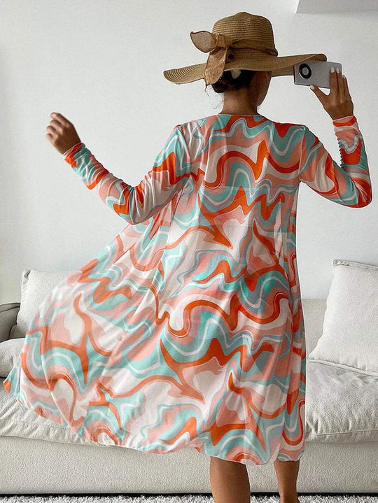 Breathable Summer Beach Set – Shorts & Long Kimono for Women