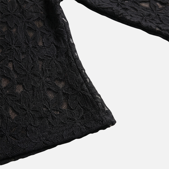 Floral Lace Top with High Neckline for Women