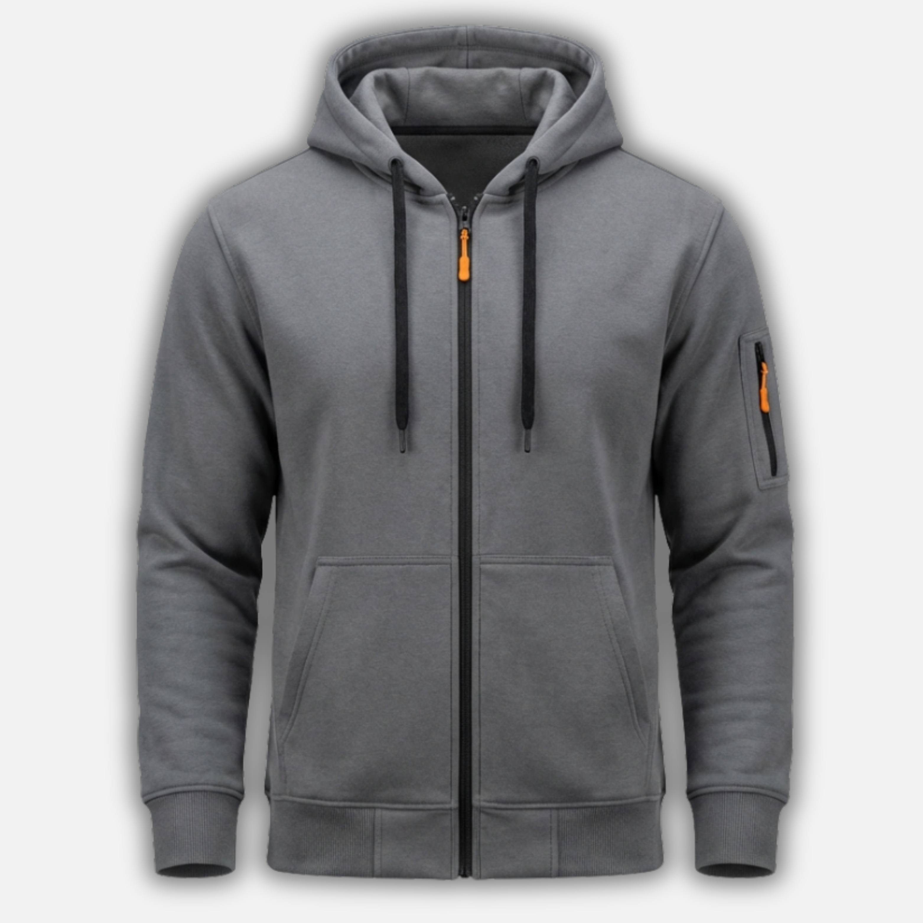 Full Zip Hoodie with Zippered Sleeve Pocket for Men