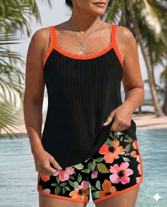 Maren | Floral Tankini Set with Boxer