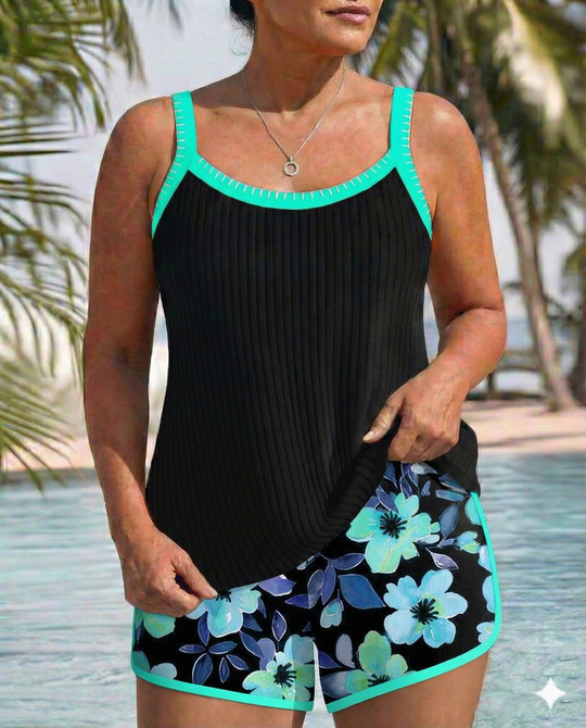 Maren | Floral Tankini Set with Boxer