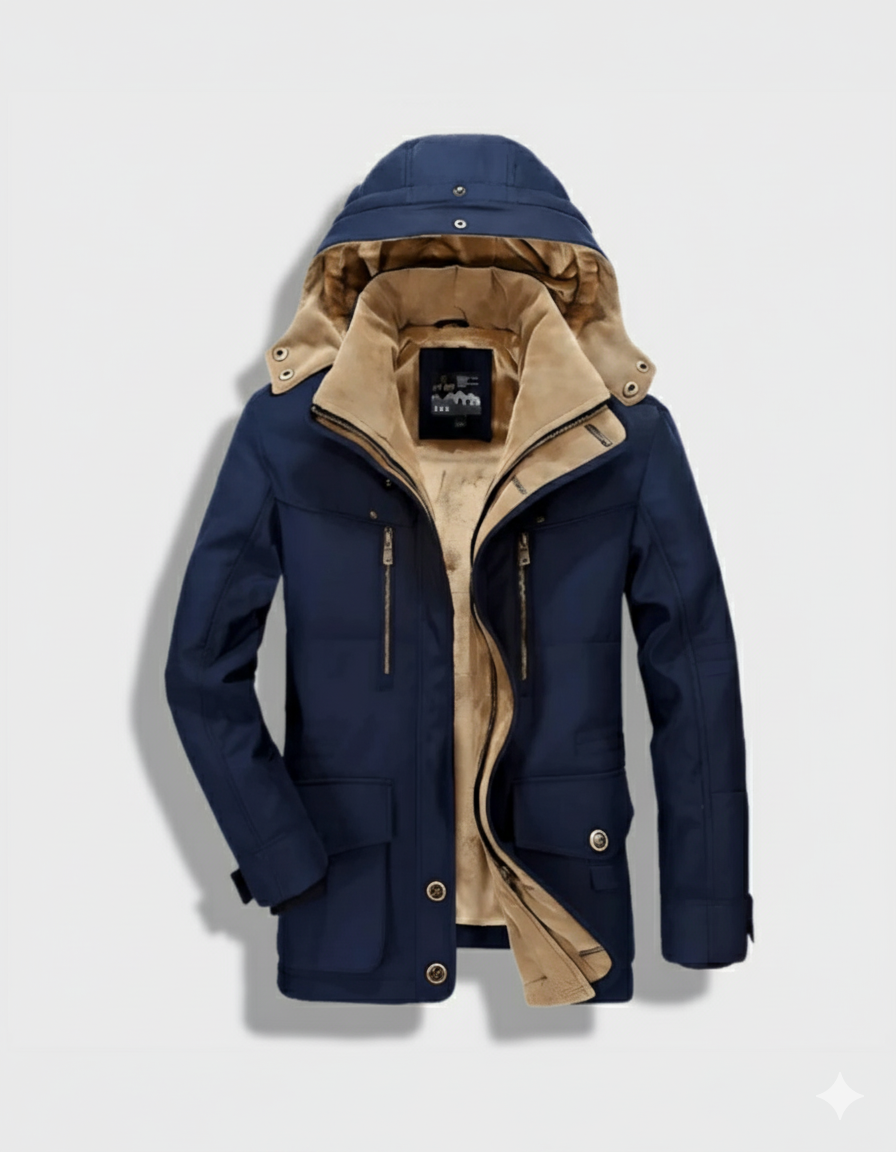 Men’s Thick Winter Coat with Hood and Deep Pockets