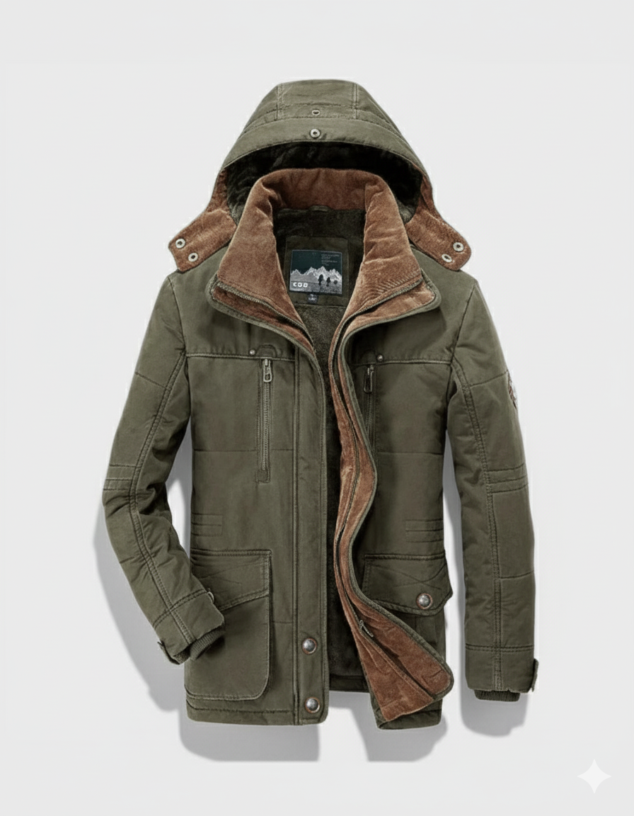 Men’s Thick Winter Coat with Hood and Deep Pockets