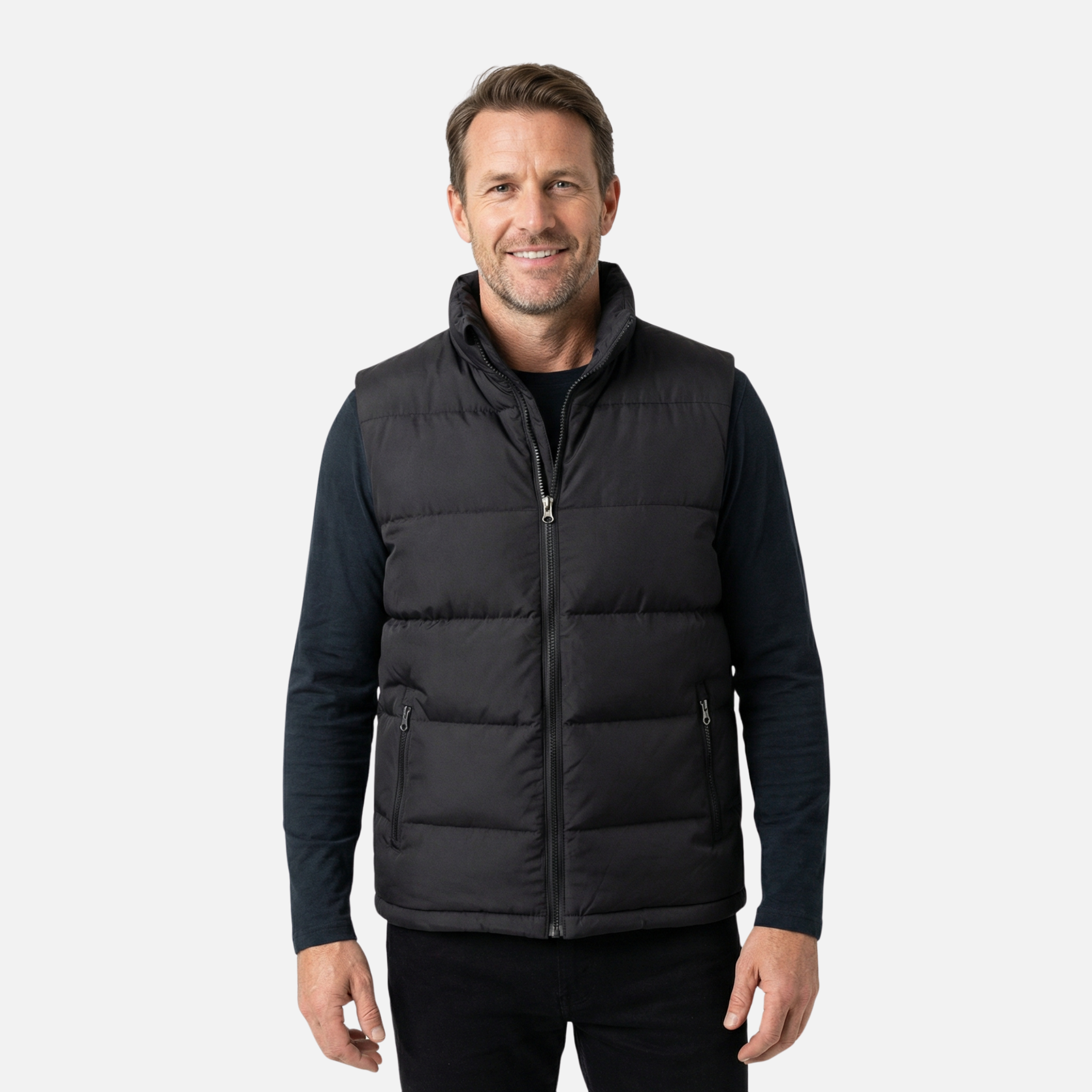Insulated Puffer Vest with Zip Pockets for Men