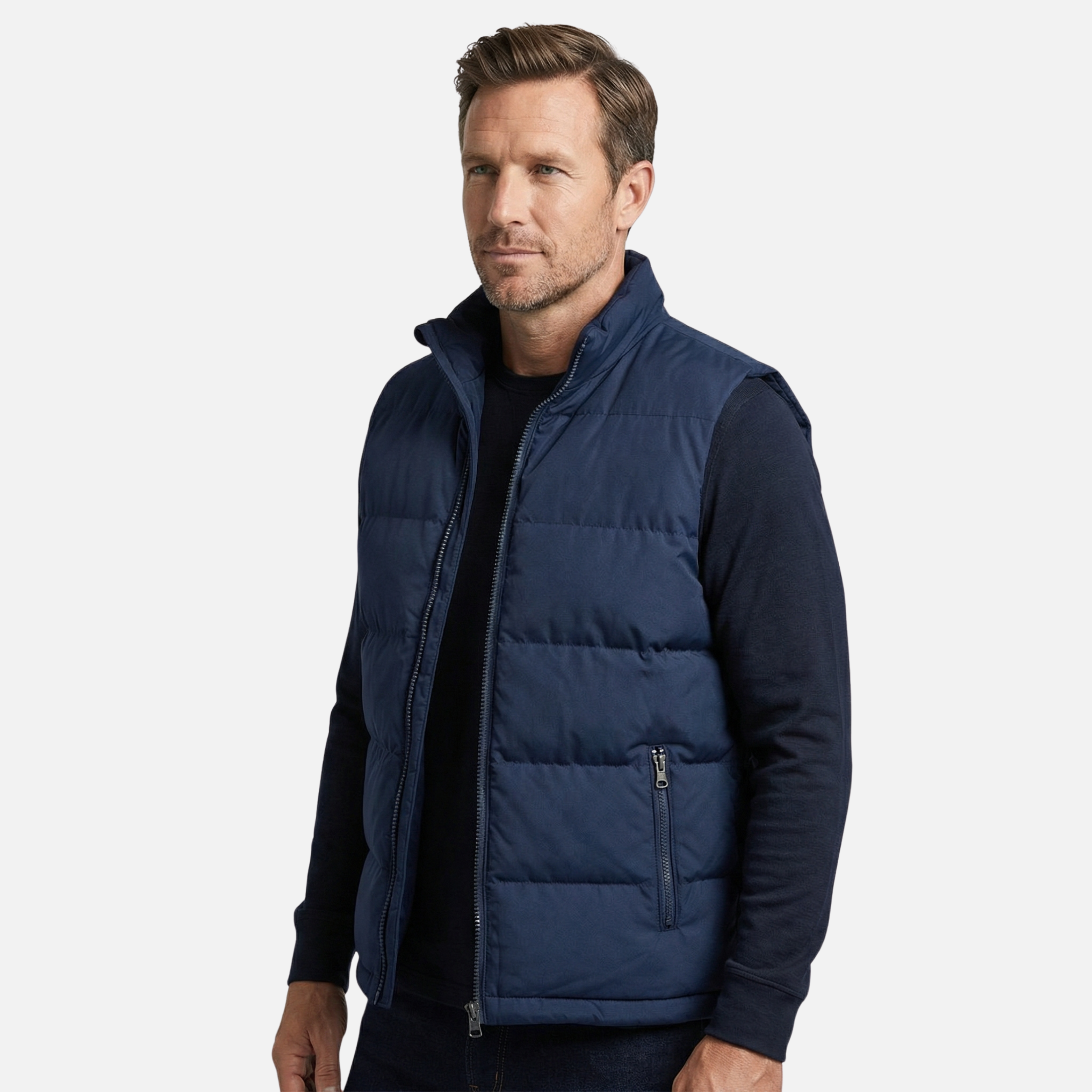Insulated Puffer Vest with Zip Pockets for Men