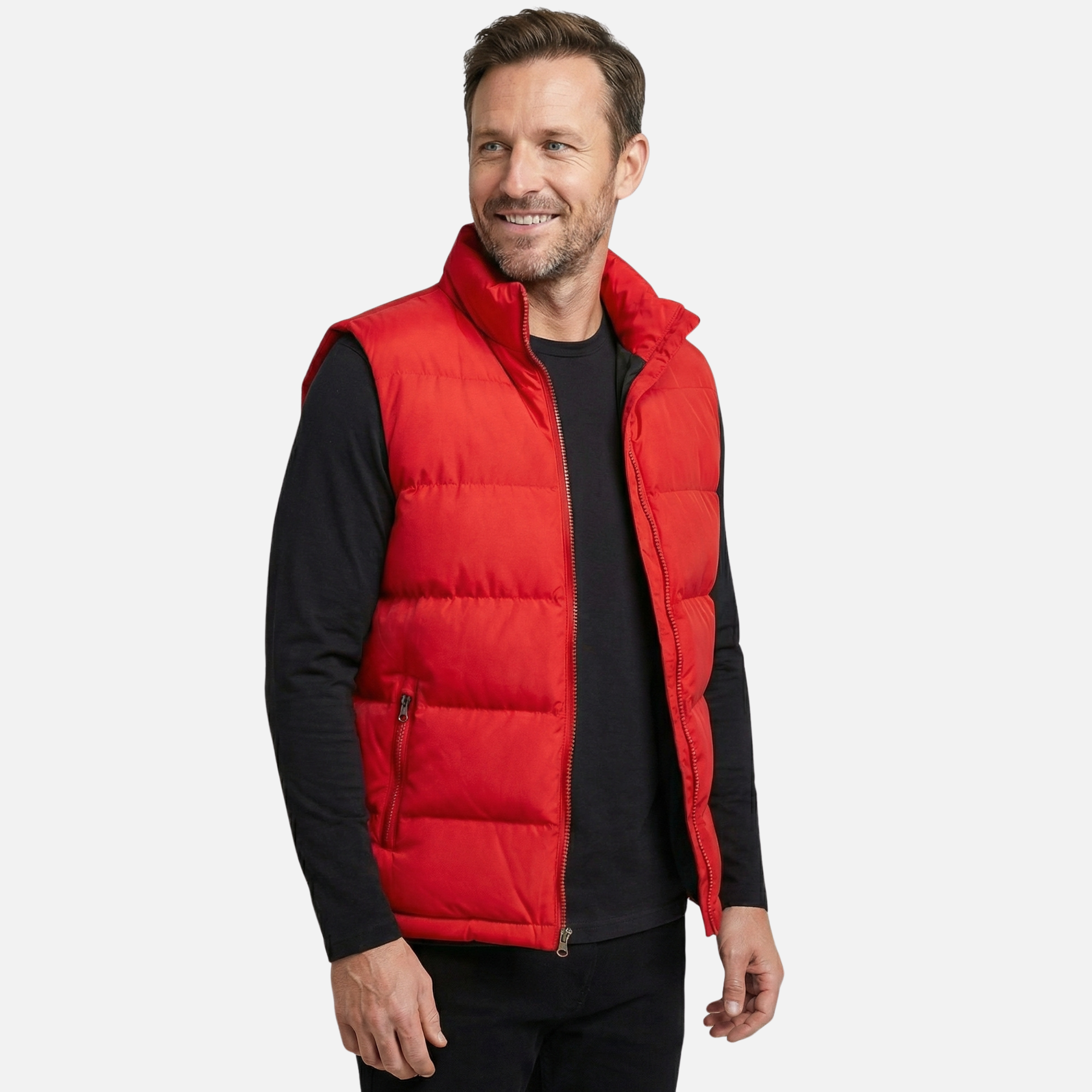 Insulated Puffer Vest with Zip Pockets for Men