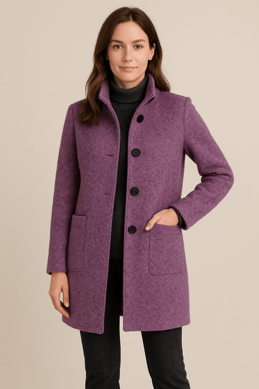 Isolated Stand Collar Coat for Women | Full-Length