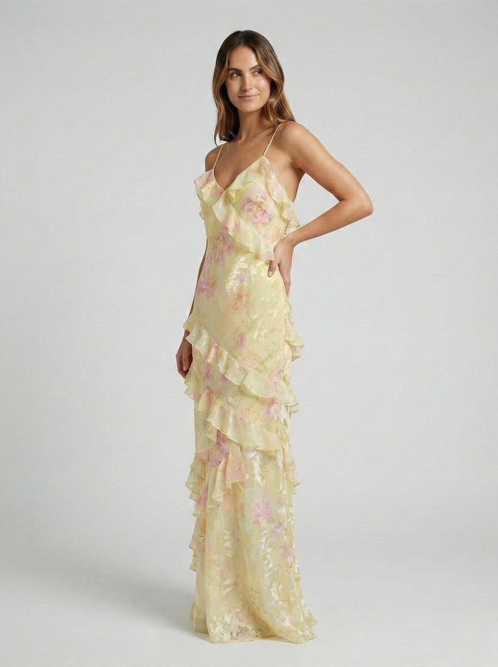 Luna’s Ethereal Flow Ruffle Maxi Dress