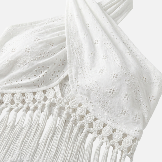 Lace Halter Top with Tassel Trim for Women