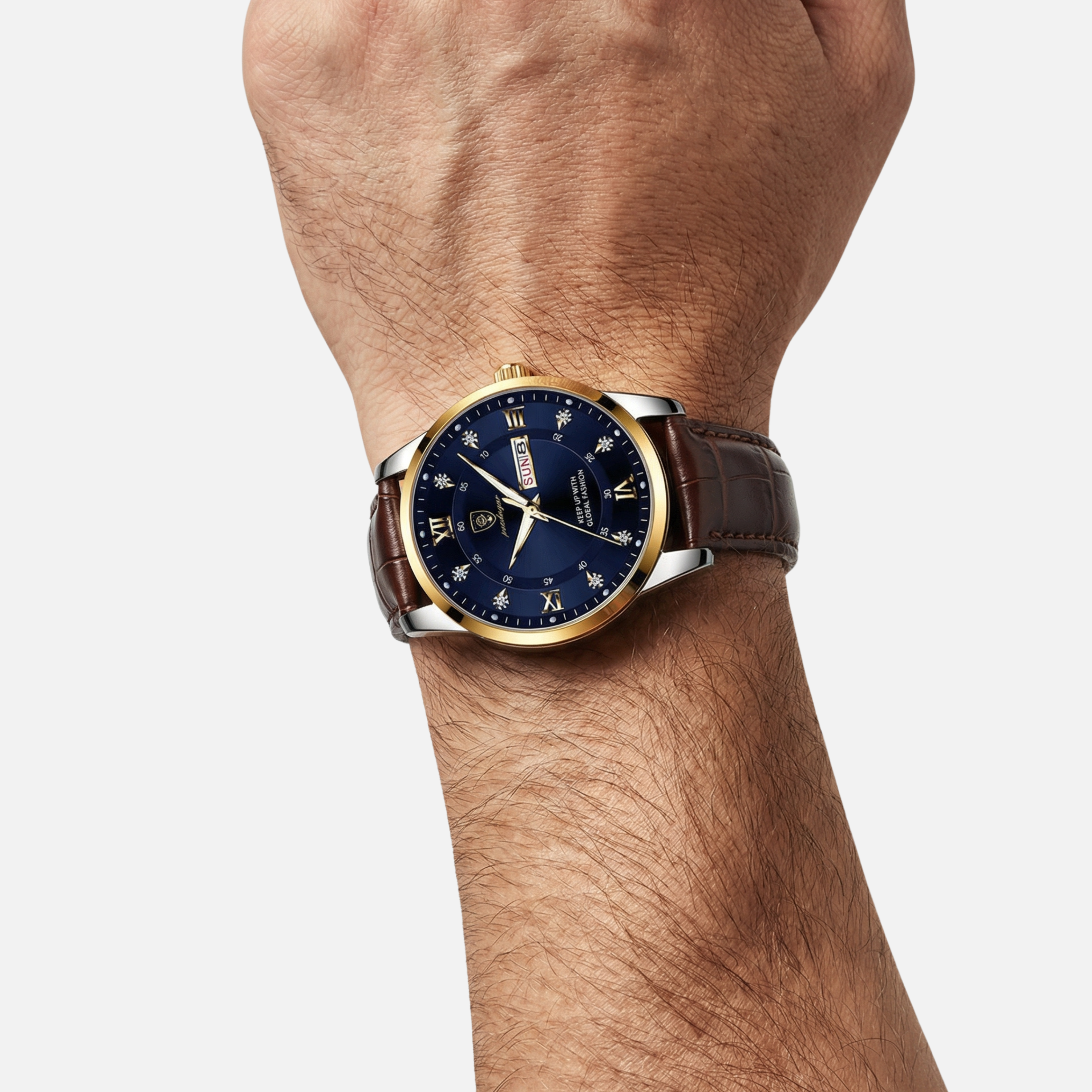 Luminous Watch with Date Display and Slim Strap for Men