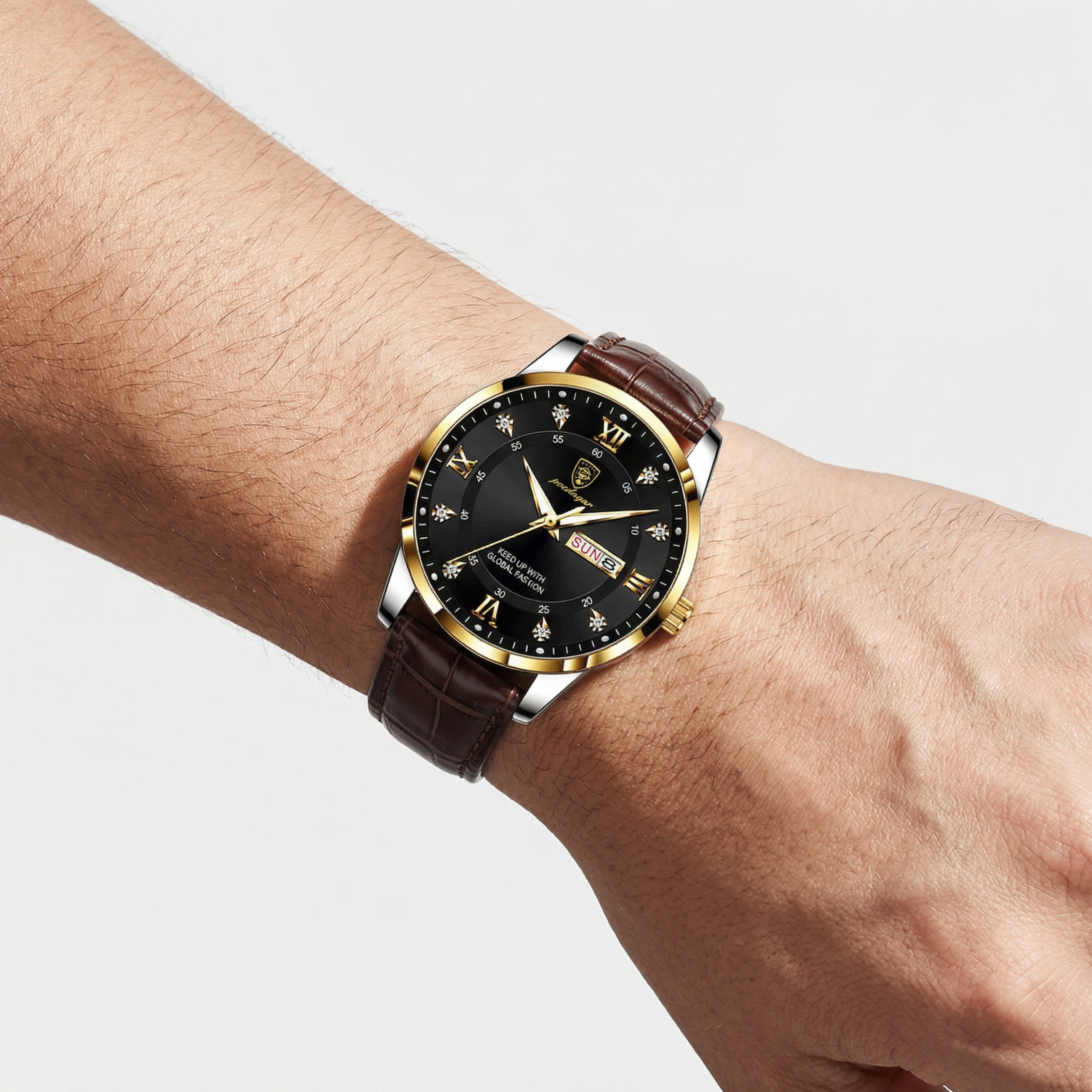 Luminous Watch with Date Display and Slim Strap for Men