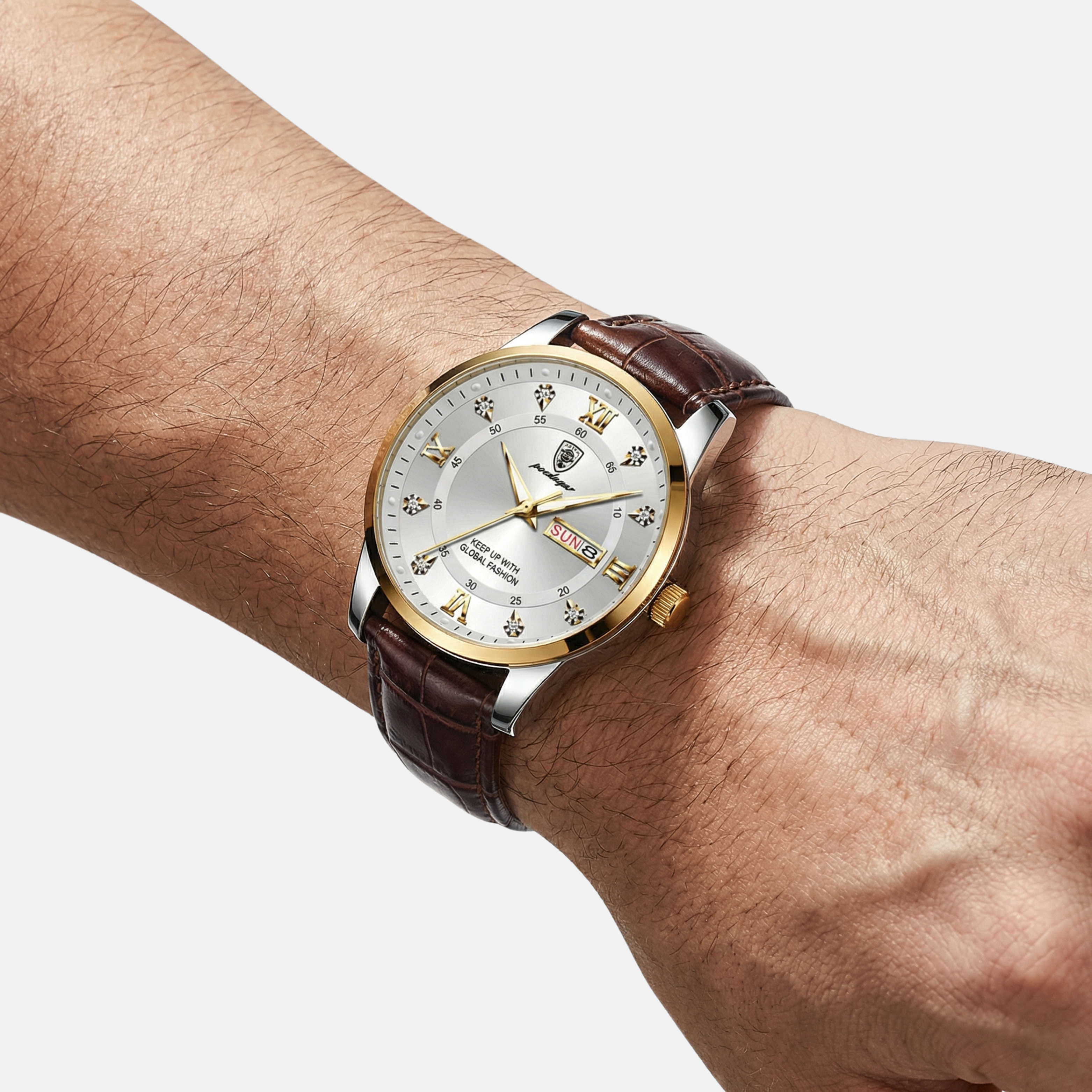 Luminous Watch with Date Display and Slim Strap for Men