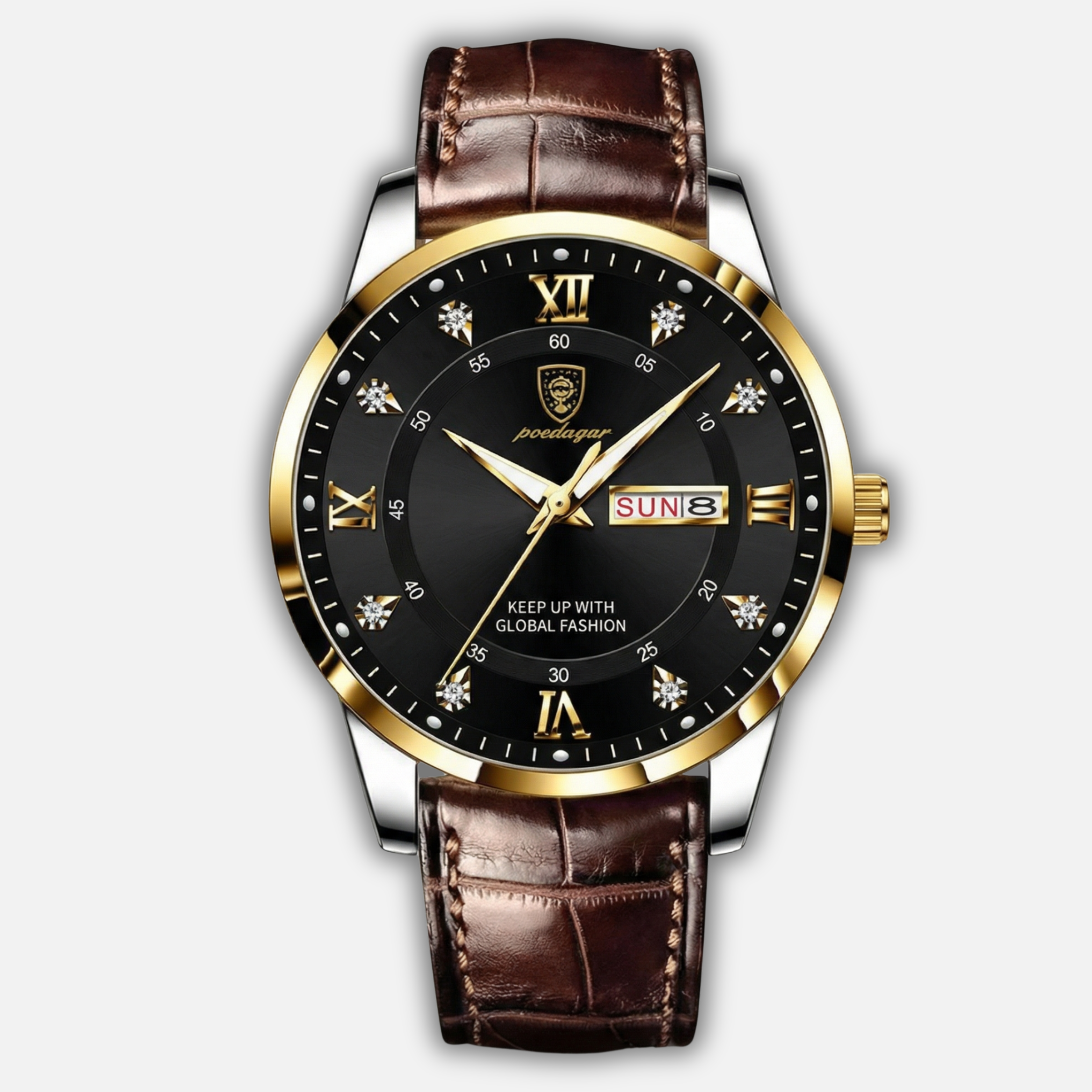 Luminous Watch with Date Display and Slim Strap for Men