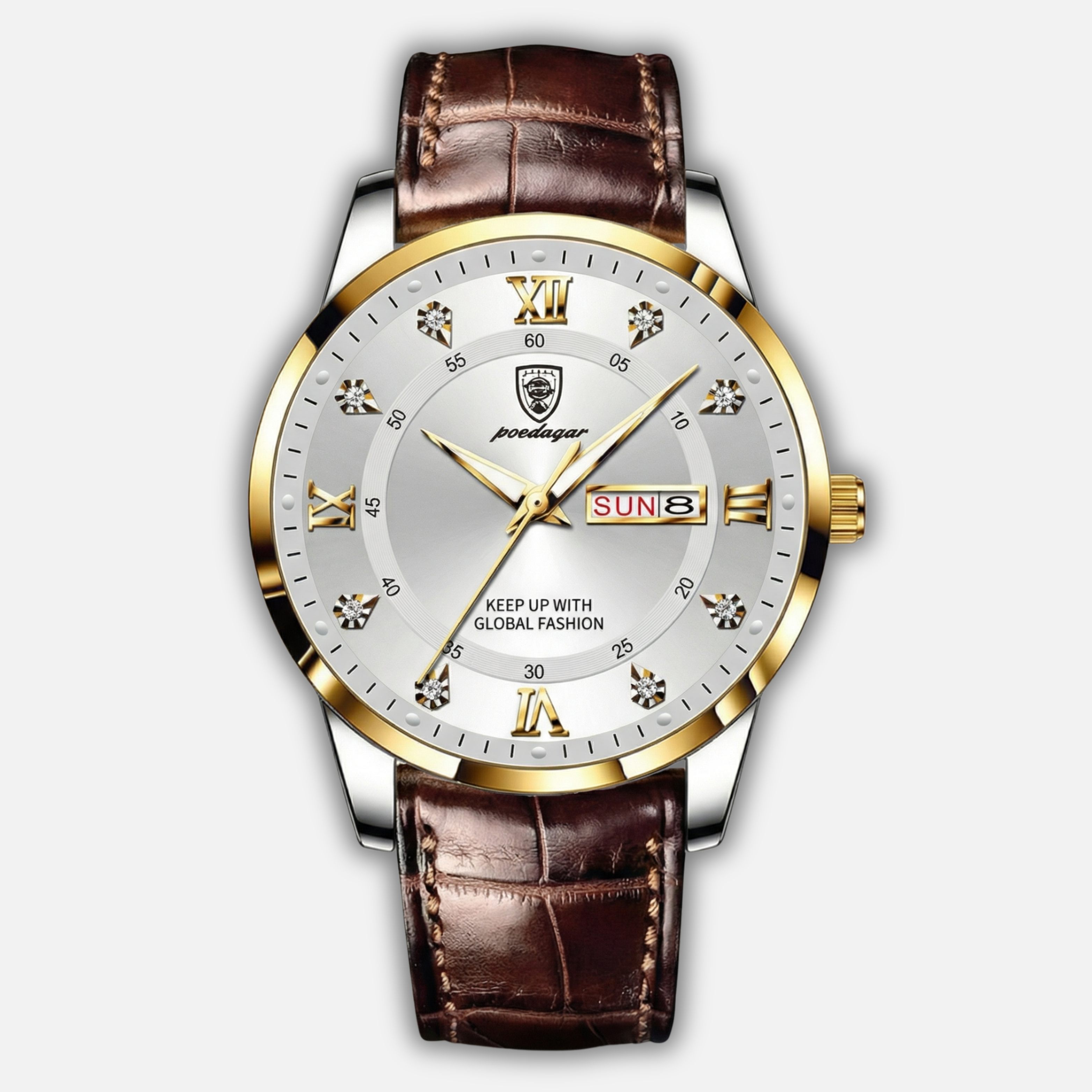 Luminous Watch with Date Display and Slim Strap for Men