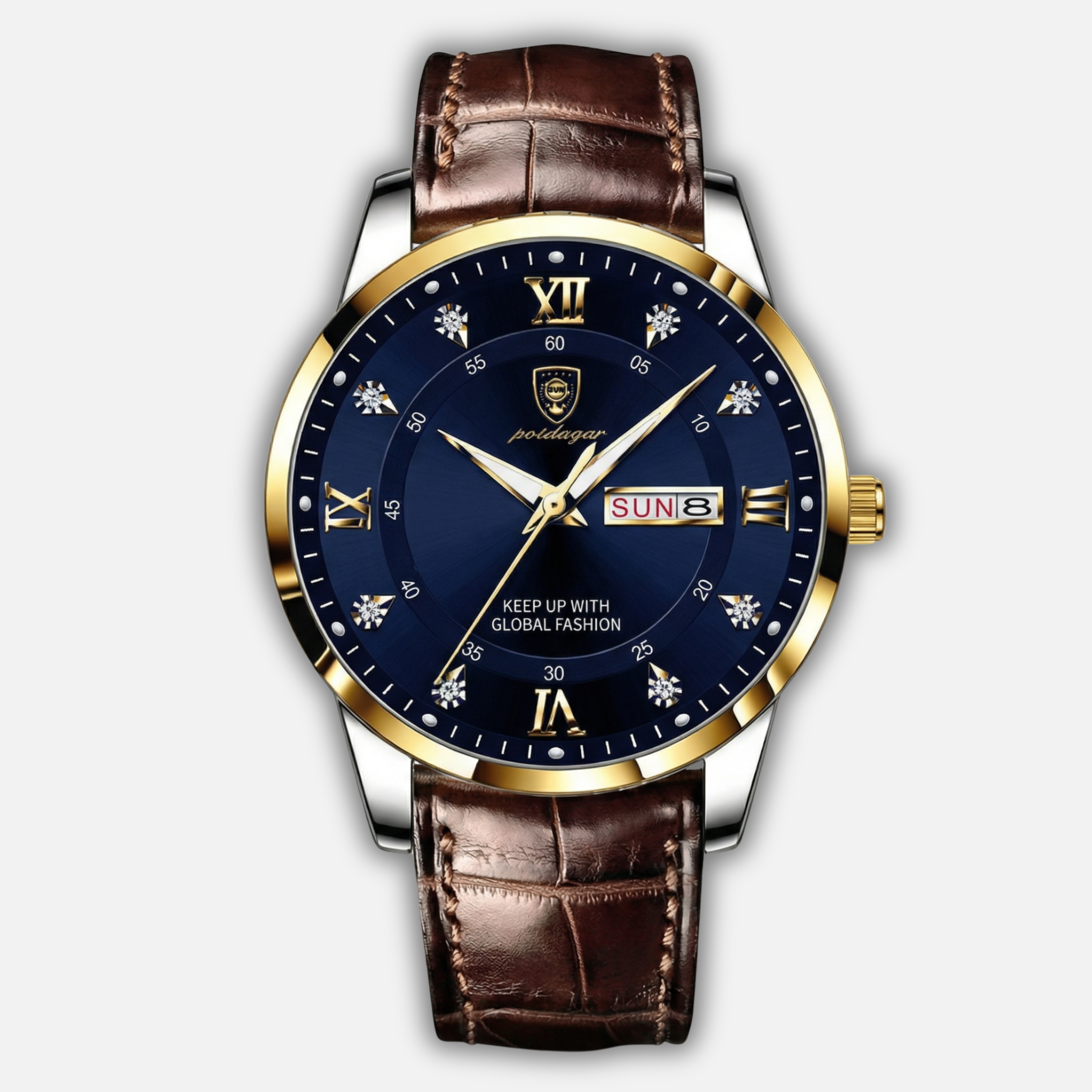 Luminous Watch with Date Display and Slim Strap for Men