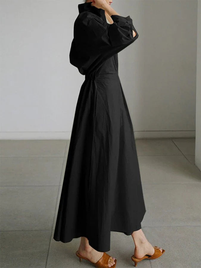Luna’s Elegant Pleated Shirt Dress