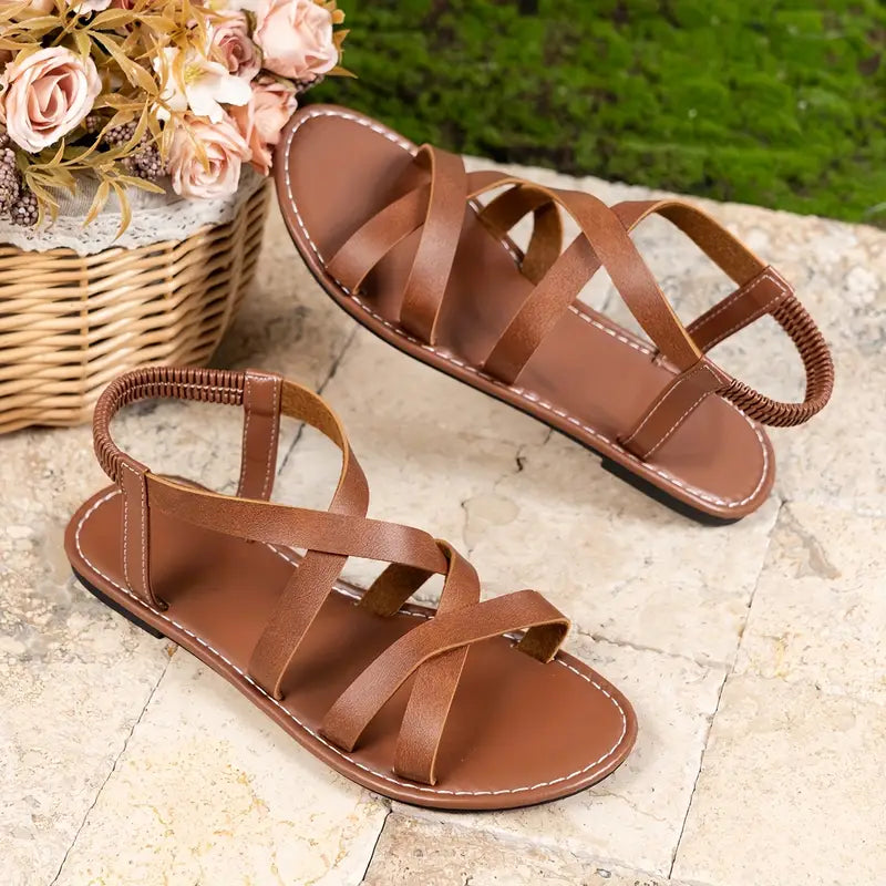 Luna’s Golden Escape Criss-Cross Flat Sandals